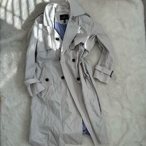 London Fog Light Grey Khaki Trench Coat